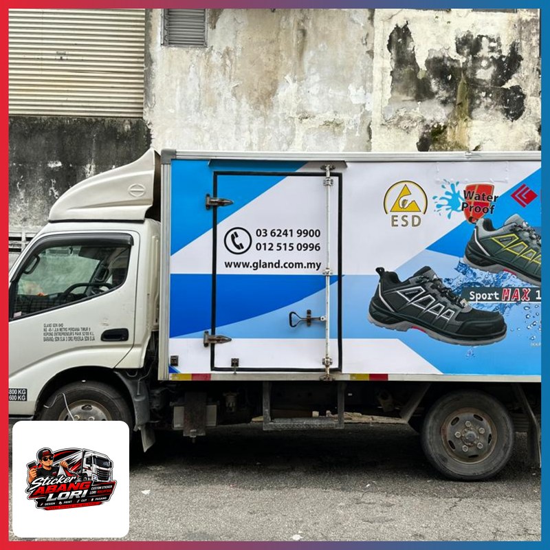 1-ton lorry with logo + contact info sticker